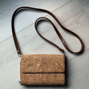 Jewell by 31 Natural Cork Crossbody Bag with Brown Leather Strap